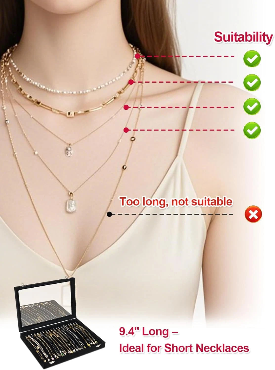 Jenseits Necklace Organizer Box, Tray with Clear Lid, Velvet Dustproof Necklaces | eBay