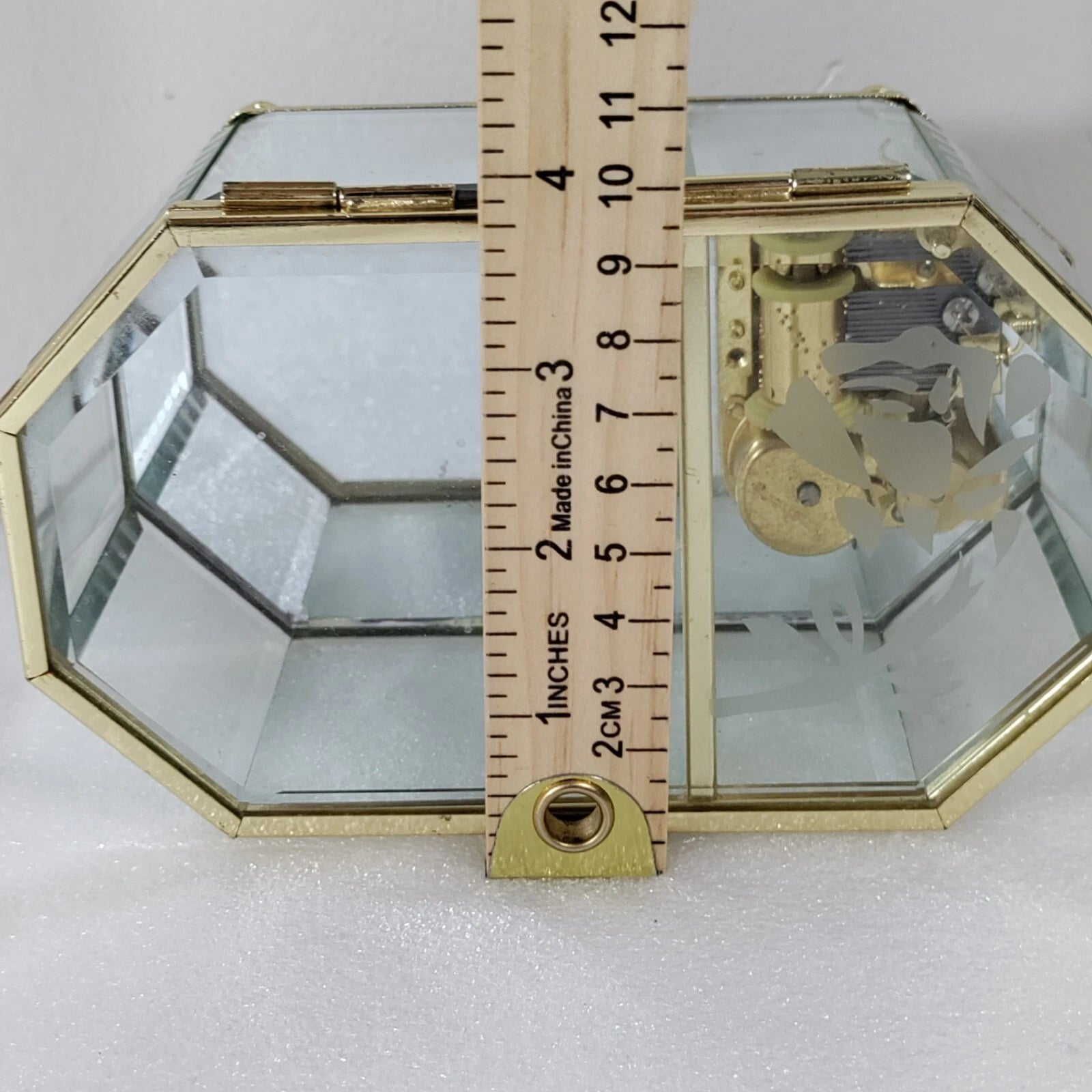 Golden Glass Display Musical Jewelry Box Case with Hinged Top Lid | eBay
