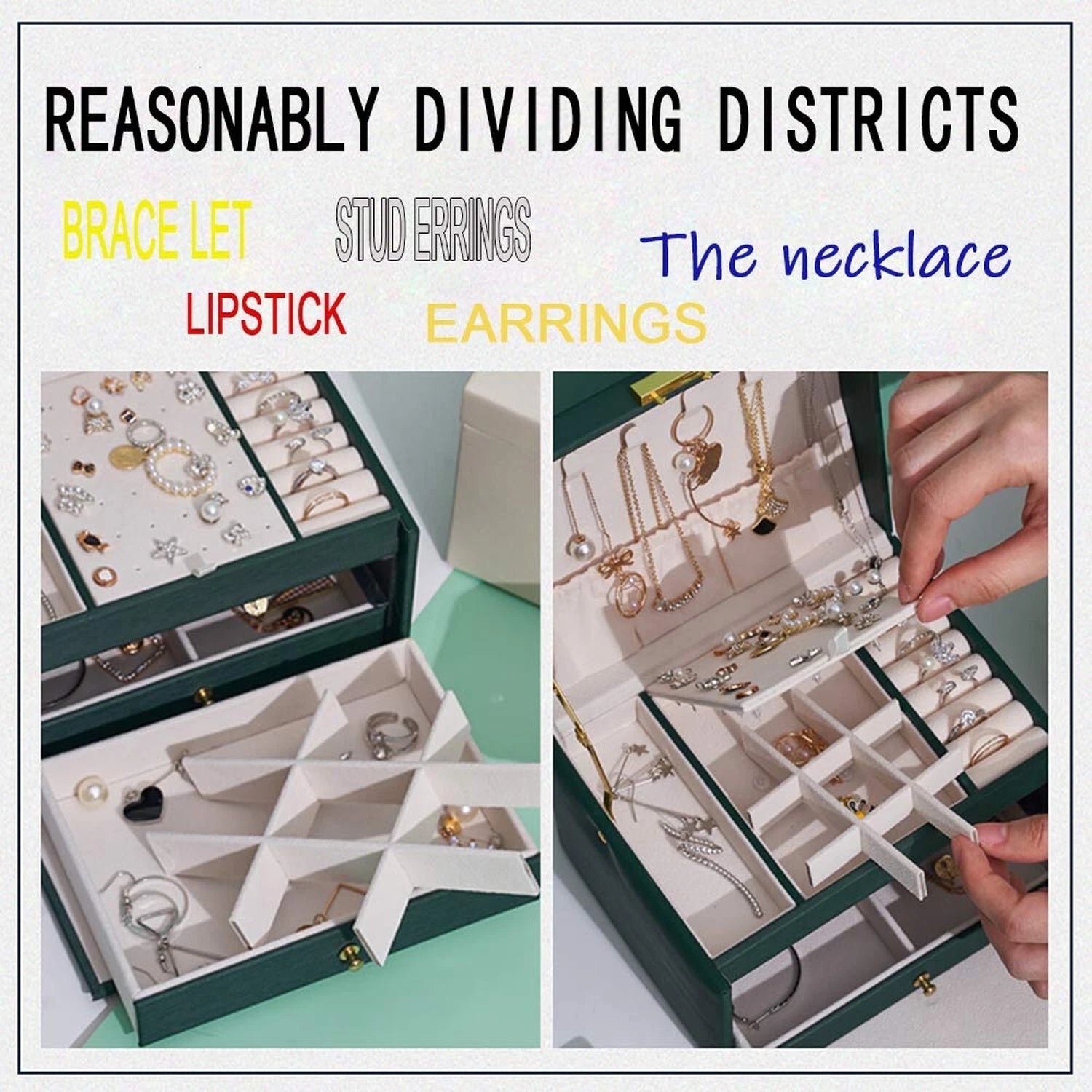 Jewelry Box with 2 Drawers,Lockable Jewelry Organizer for Women Pink | eBay