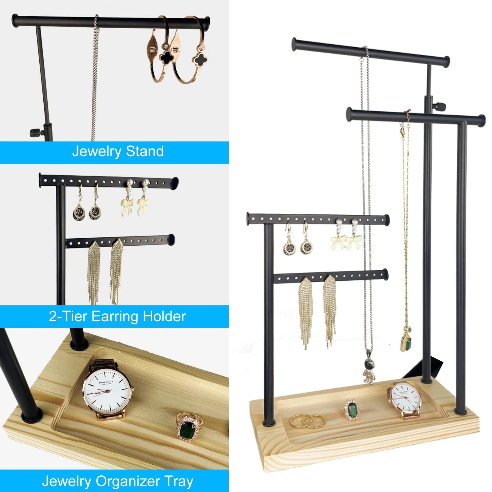 Elegant 4-Tier Jewelry Organizer Stand for Necklaces, Earrings & Bracelets | eBay