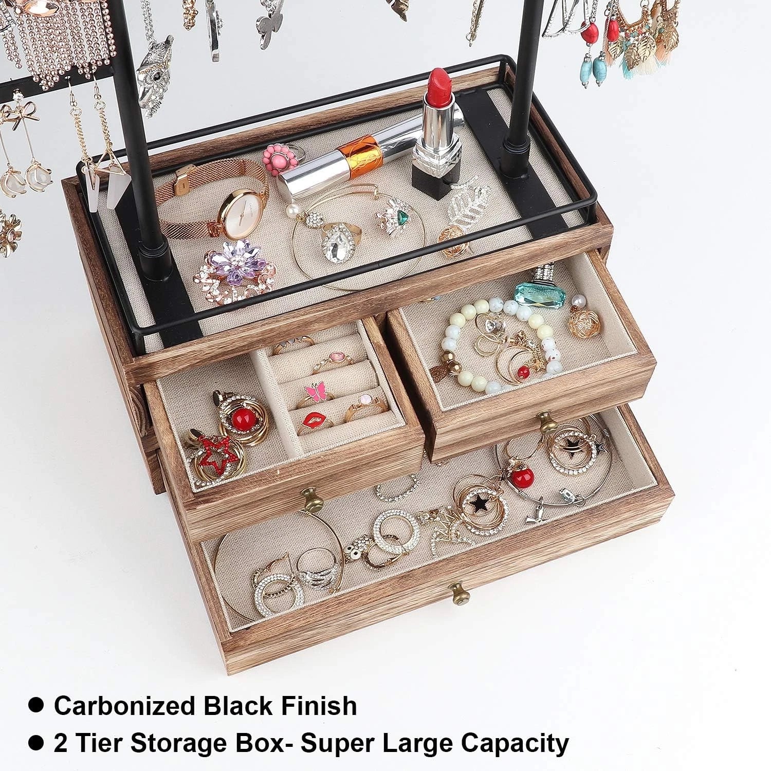 Jewelry Drawer Storage Box with 6 Tier Jewelry Tree Stand, Jewelry Display | eBay