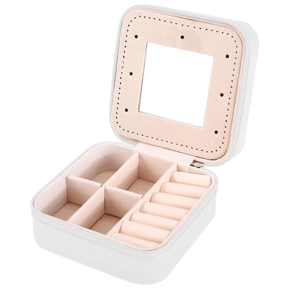 Exquisite Craftsmanship Fashion Portable Leather Jewelry Storage Box with Mirror | eBay