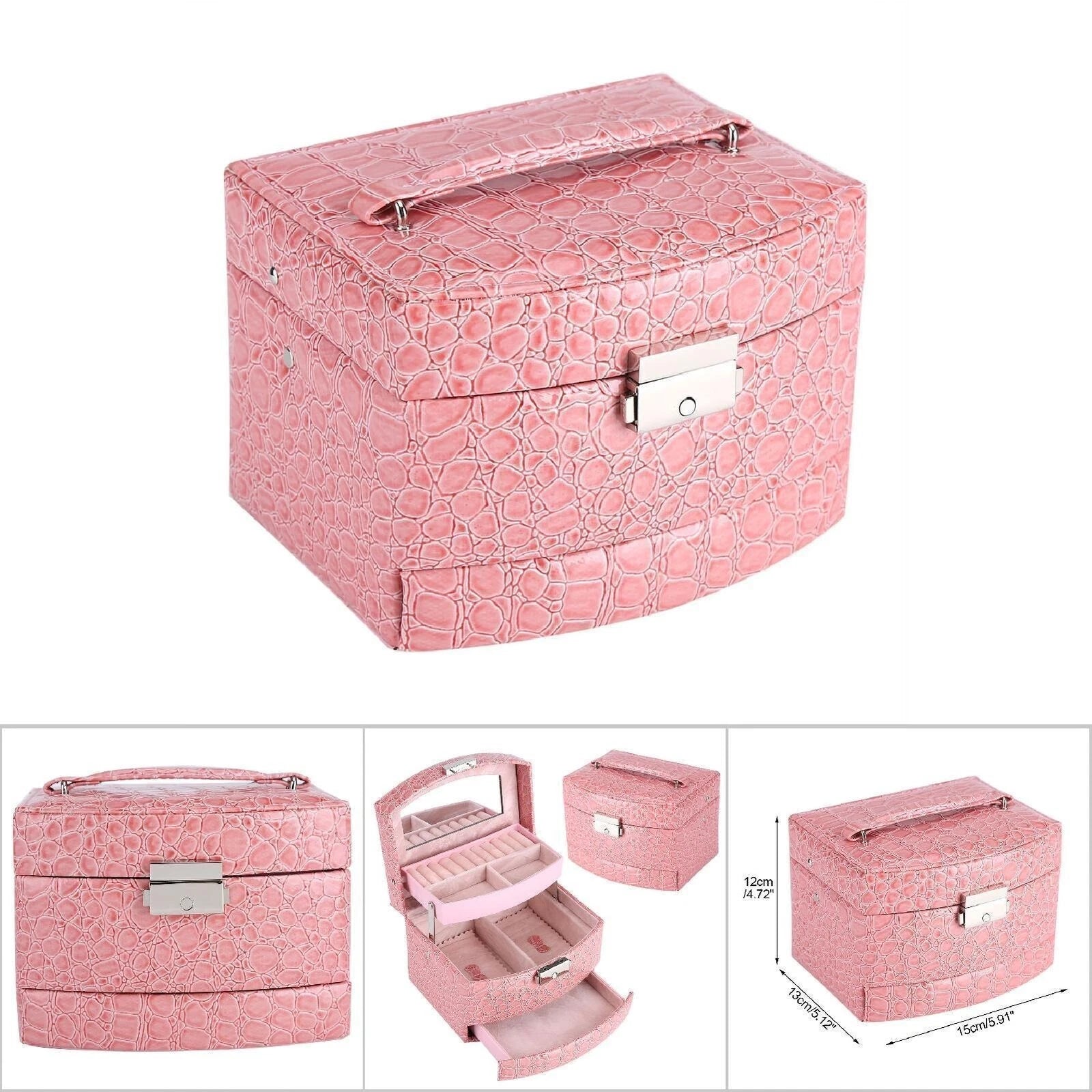 3 Layers Jewelry Necklace Ring Storage Box Case Lady Gift Home Supplies | eBay