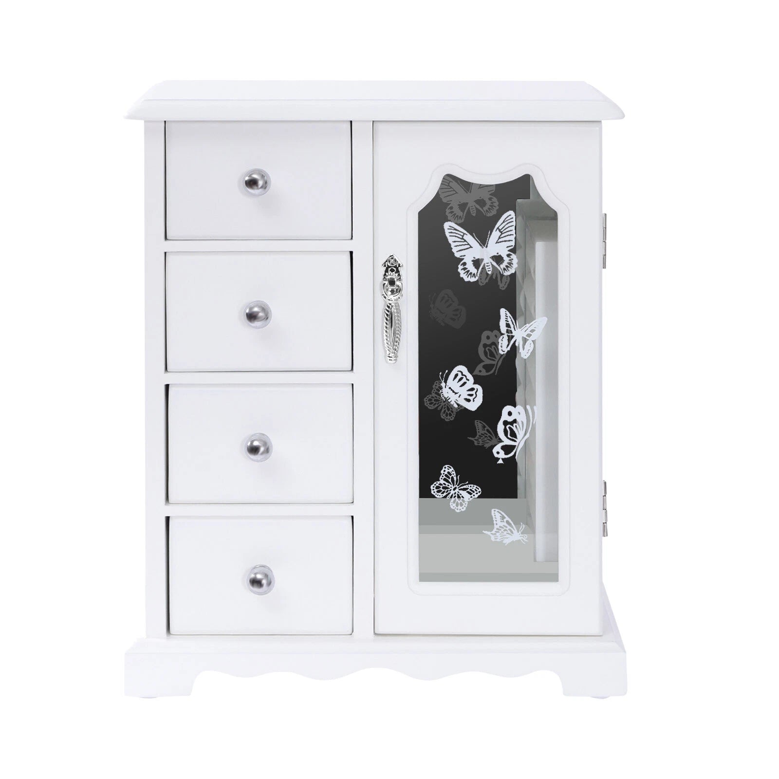 4 Drawers Jewelry Organizer Box Storage Mirrored Case Xmas Gift for Women Girls | eBay