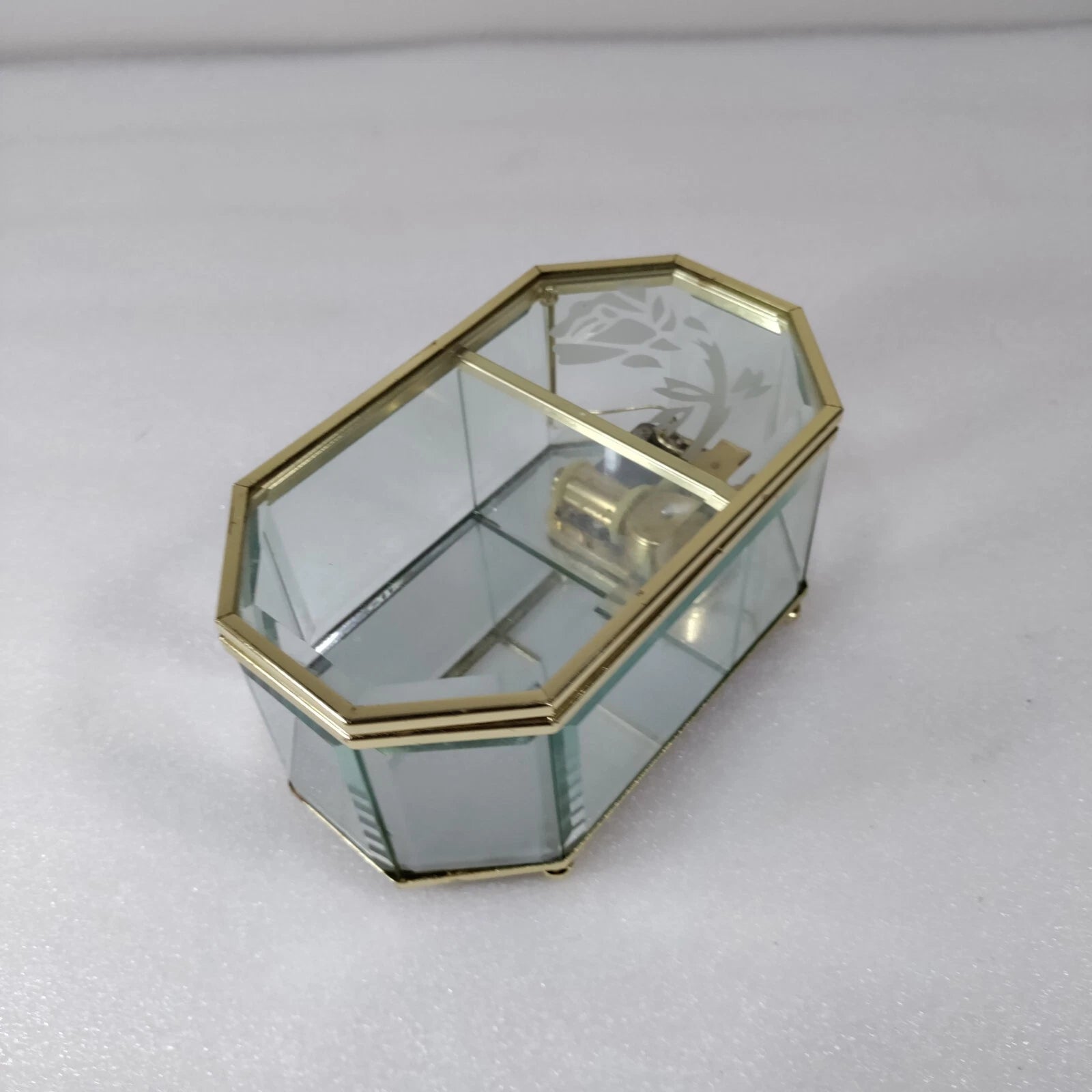 Golden Glass Display Musical Jewelry Box Case with Hinged Top Lid | eBay