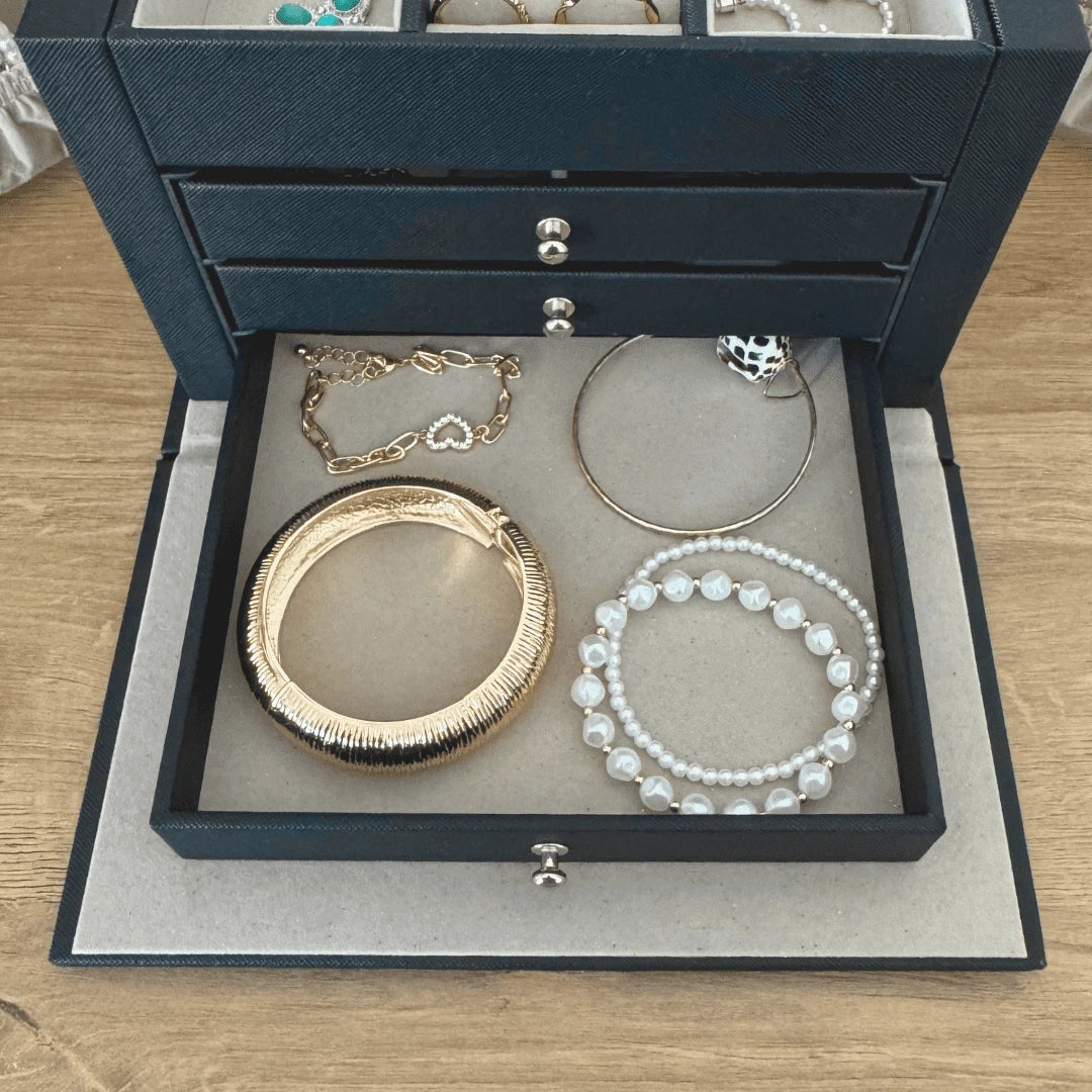 Adult Black Locking Jewelry Case - 3-Drawer Organizer | eBay