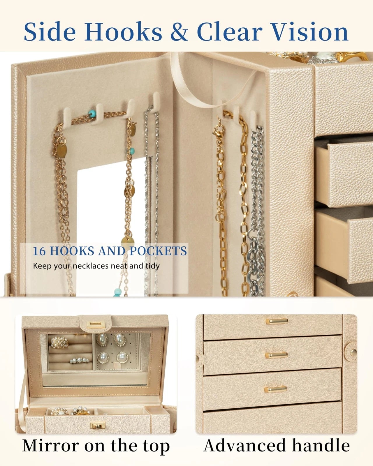 Jewelry Box 6-Tier Organizer Functional 360 Rotating Jewelry Storage Case for Wo | eBay