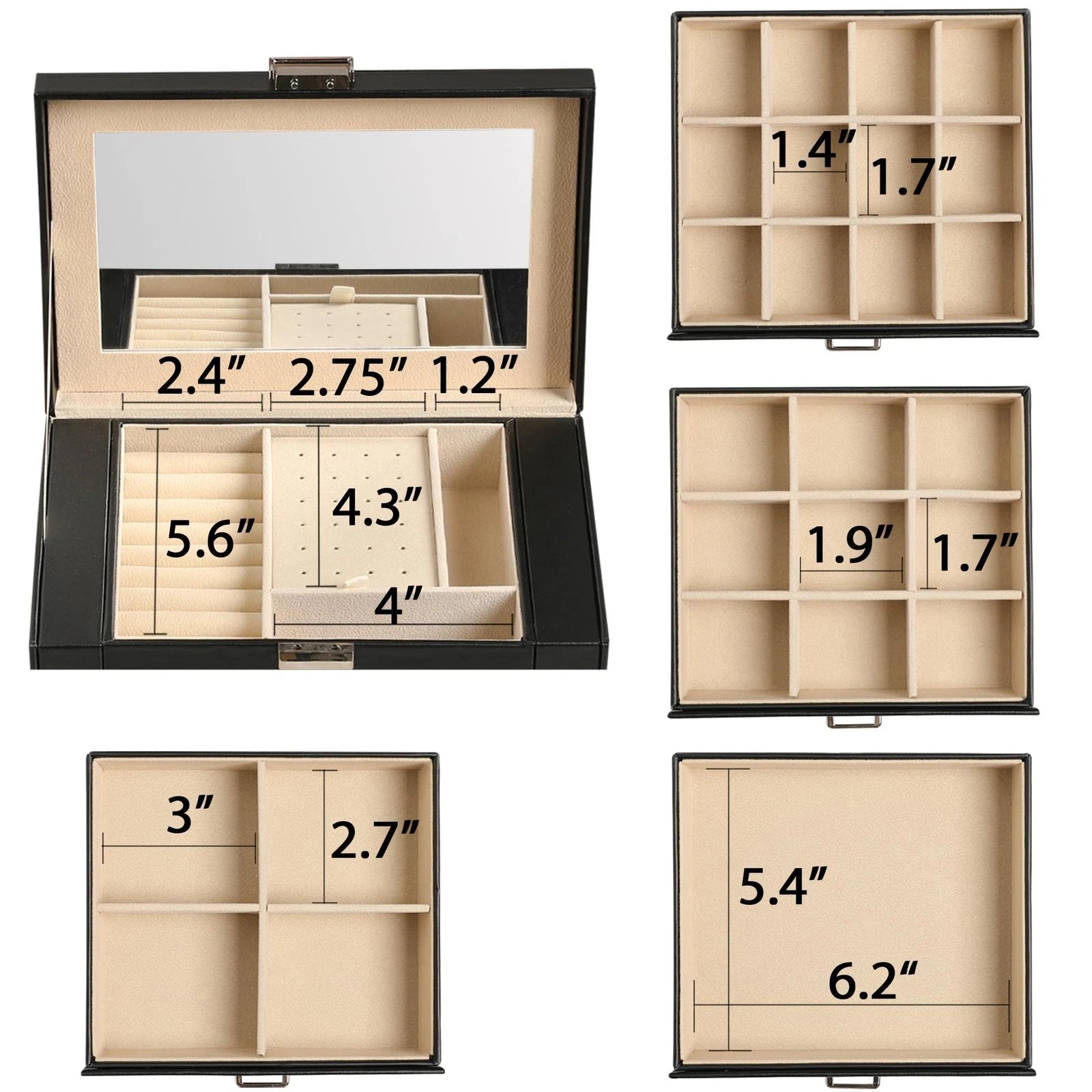 5-layer Jewelry Box,Faux Leather Jewelry Organizer with 4 Drawers,Jewelry Org... | eBay