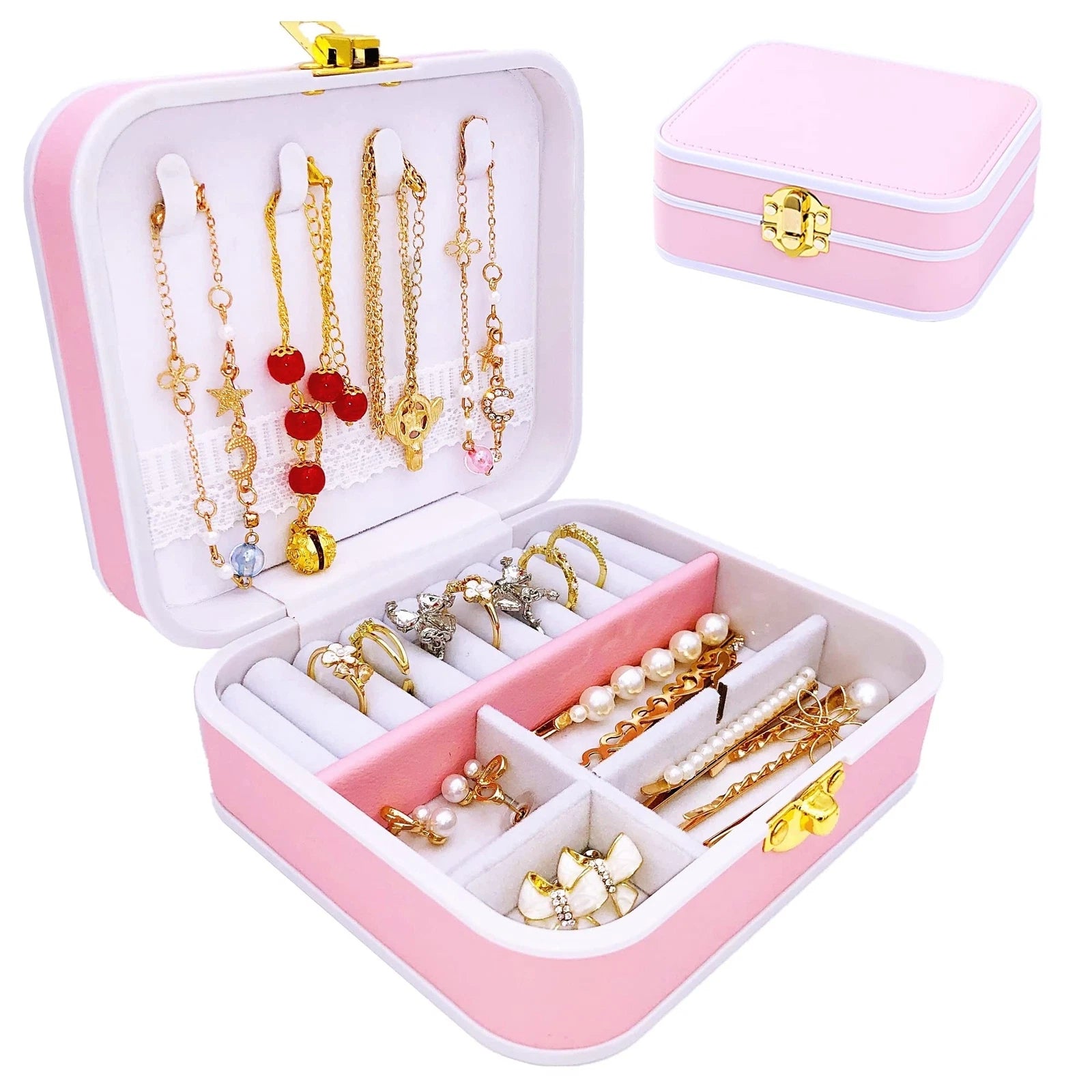 Jewelry Box, Earring Necklace Bracelet Organizer, Travel Jewelry Case with Wa... | eBay