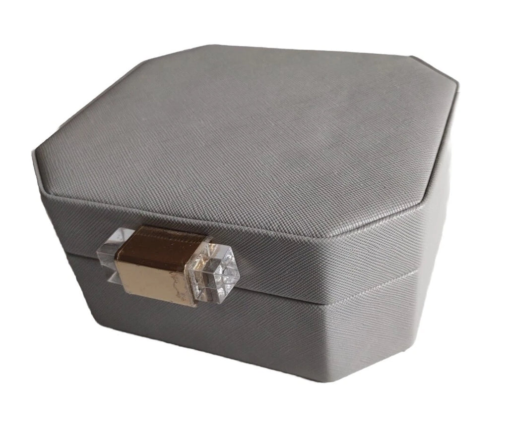 Max Studio Home Jewelry Box Mirrored Lid Gray Small Storage | eBay