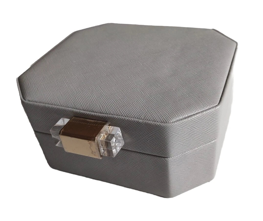 Max Studio Home Jewelry Box Mirrored Lid Gray Small Storage | eBay