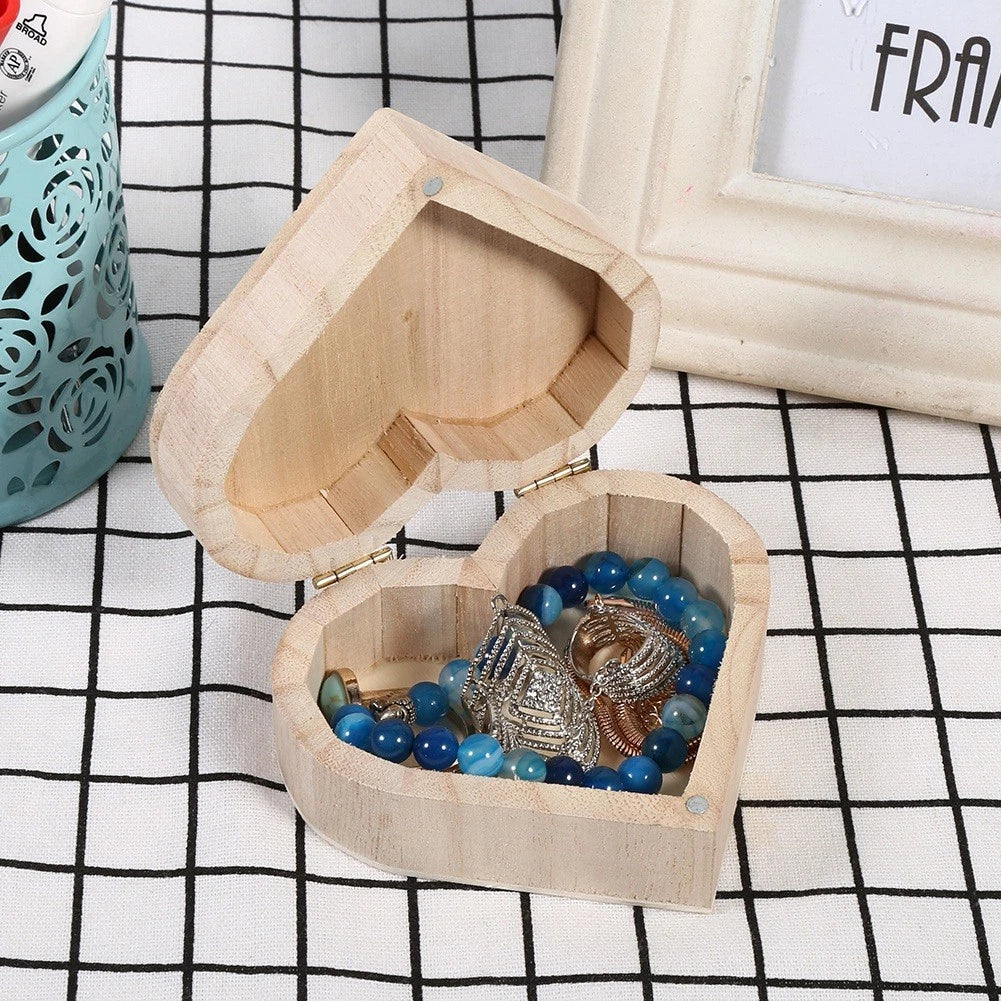 ⊹New Lovely Wooden Heart Shaped Jewelry Storage Box Packaging Carrying Case | eBay