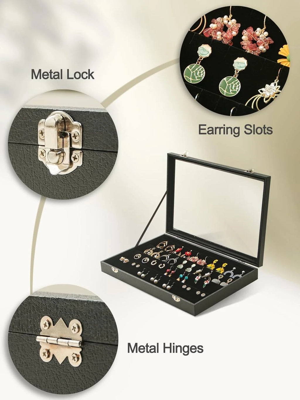 Stylish Black Velvet Earring Organizer with Magnetic Closure - For Home & Gifts | eBay