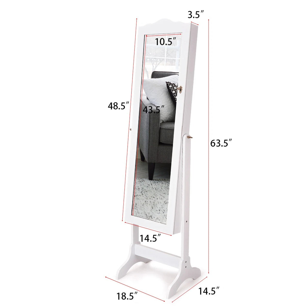 Topbuy Lockable Mirrored Cabinet Jewelry Organizer Dressing Mirror W/Storage Box | eBay
