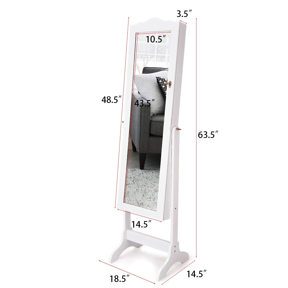Topbuy Lockable Mirrored Cabinet Jewelry Organizer Dressing Mirror W/Storage Box | eBay