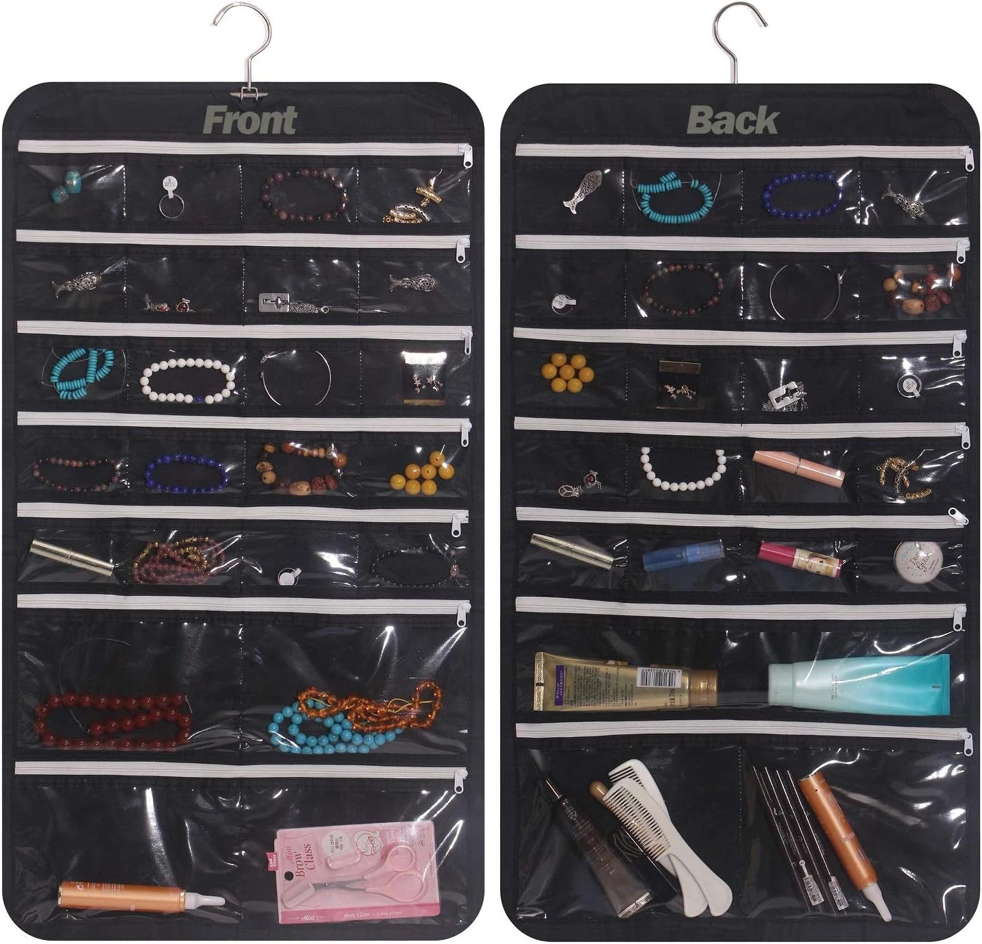 Hanging Jewelry Organizer 47 Pockets with Zipper for Earrings Necklace | eBay