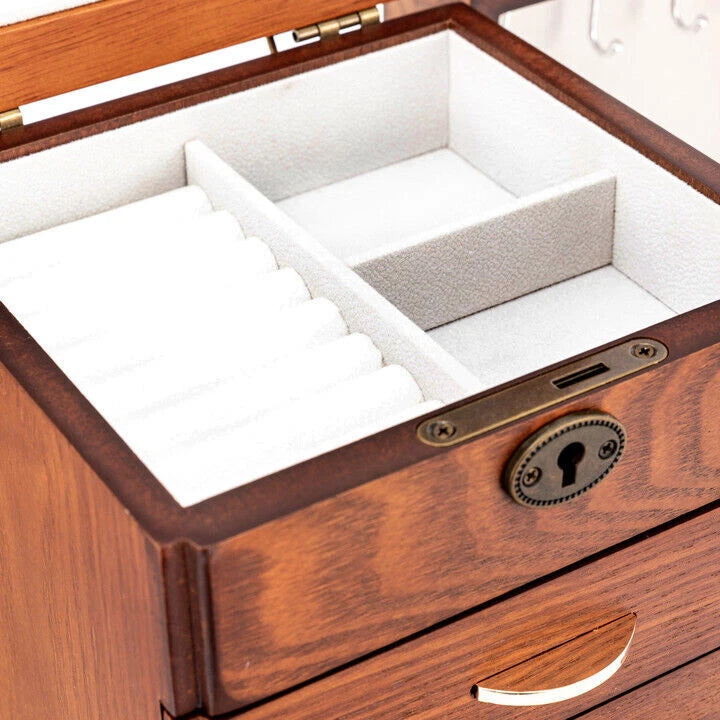 Wooden Jewelry Box Cabinet Storage Beauty 7 Drawers Case For Girls Gift New | eBay