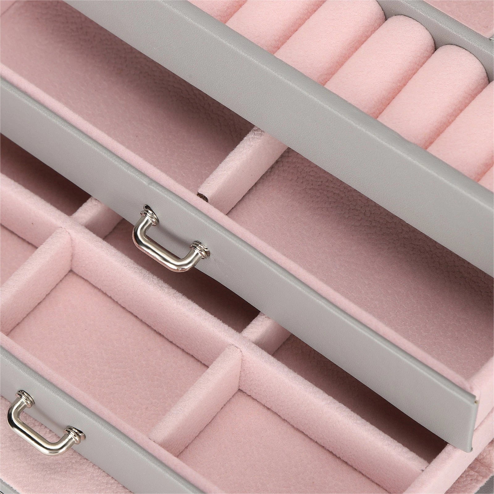 Three Layer Jewelry Storage Box PU Leather Necklace Rings Earrings Holder Or DGD | eBay