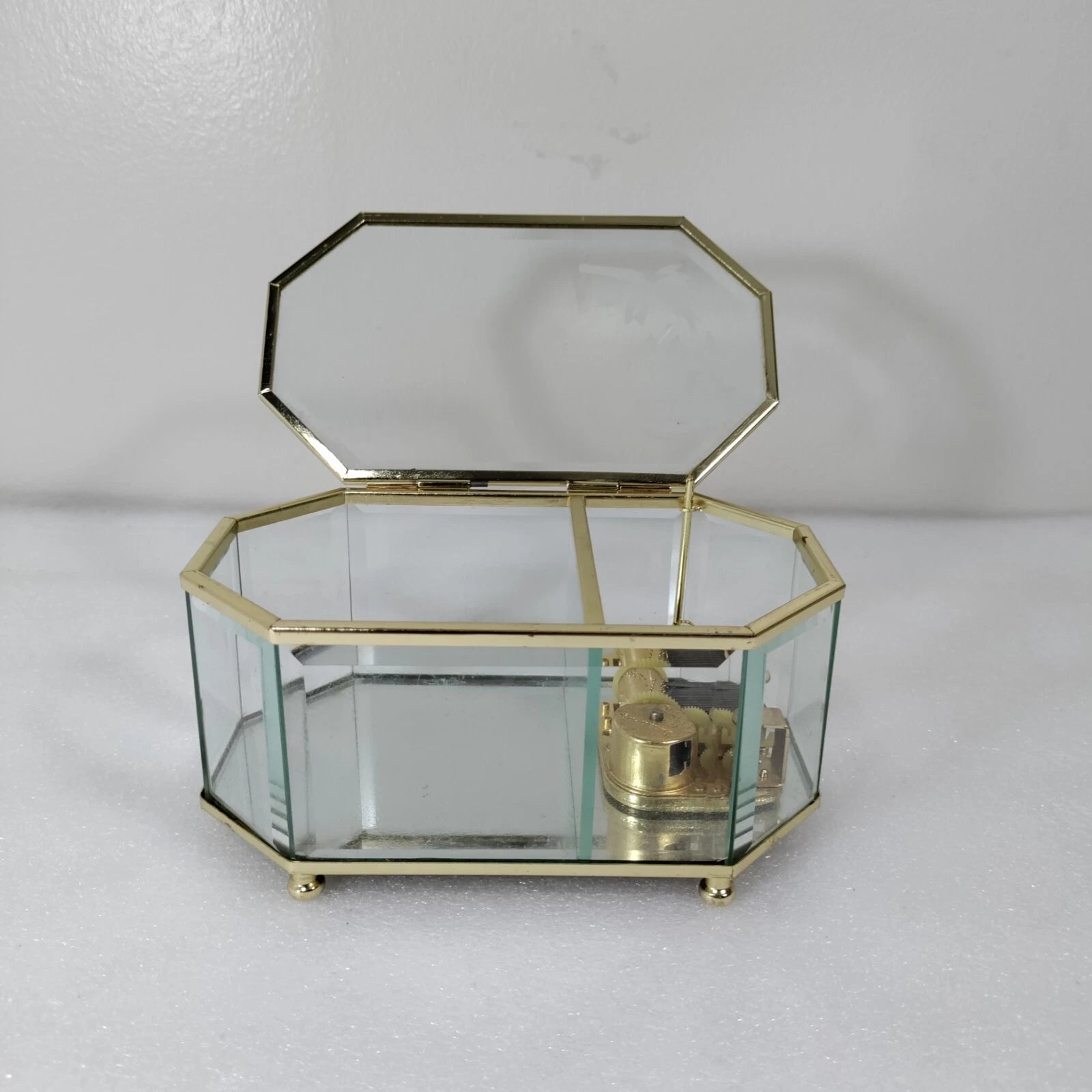 Golden Glass Display Musical Jewelry Box Case with Hinged Top Lid | eBay