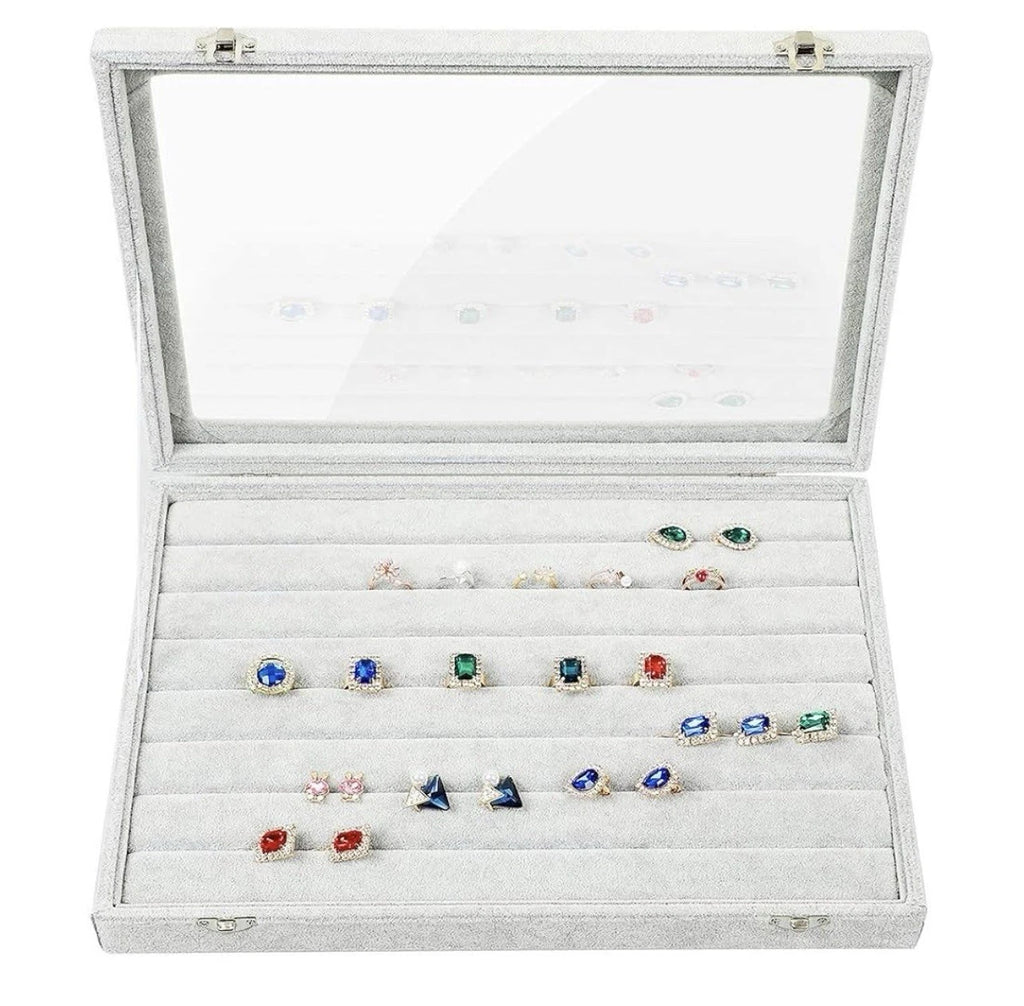 Ring Display Case with Clear Lid Ring Organizer 7 Slots Stud Earring Jewelry Box | eBay