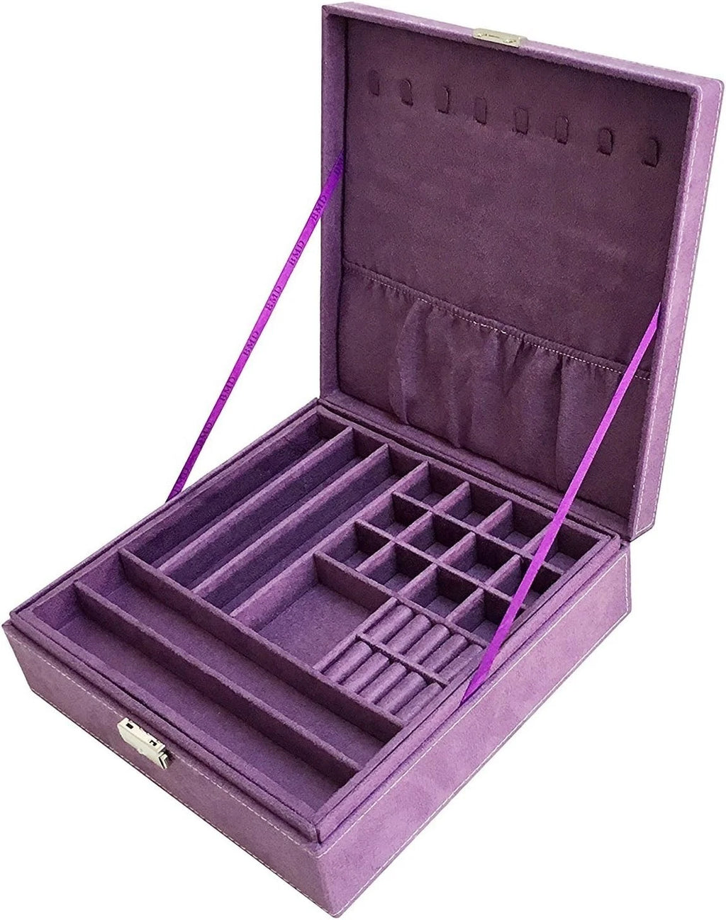 Stylish Purple Lint Jewelry Box Organizer with Lock - Ideal for Rings & Earrings | eBay