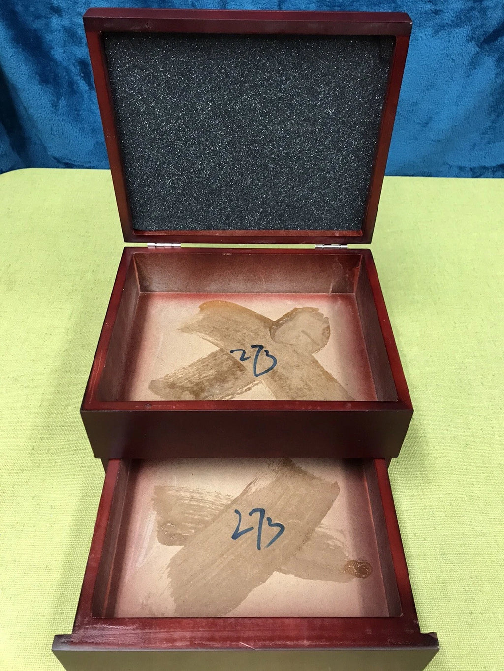 Wooden Jewelry Box Cufflink Case Rings Storage Organizer w/bottom drawer | eBay