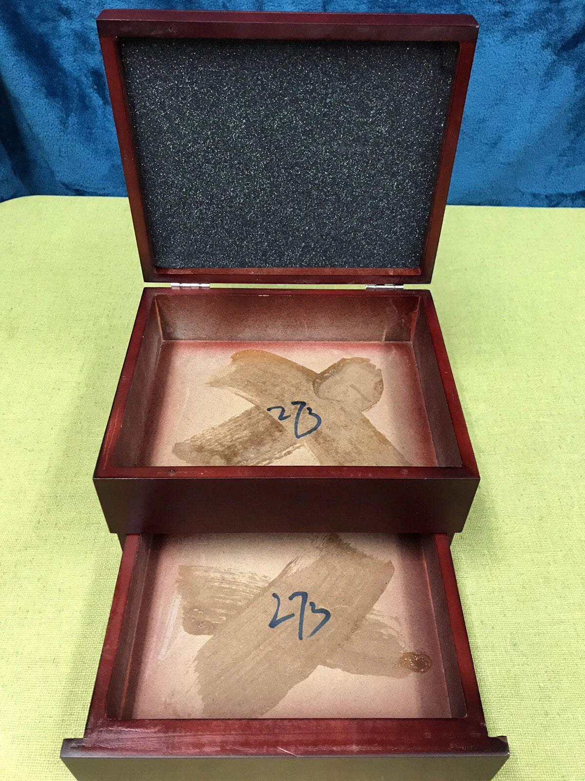 Wooden Jewelry Box Cufflink Case Rings Storage Organizer w/bottom drawer | eBay
