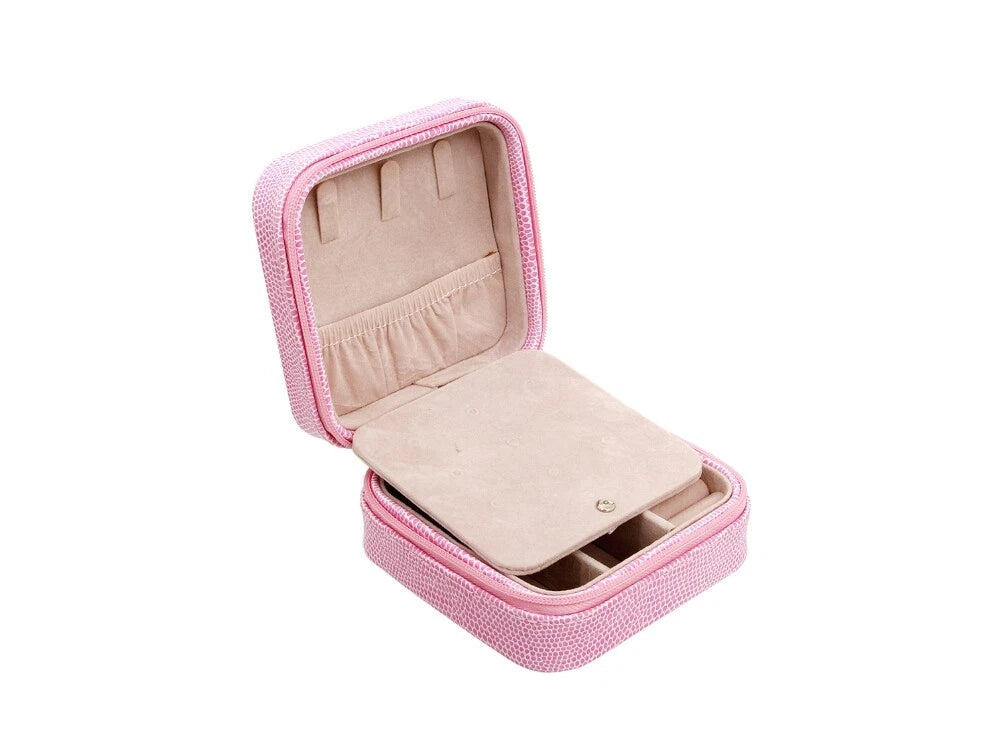 Pink Snakekin Look Portable Travel Jewelry Storage Box | eBay