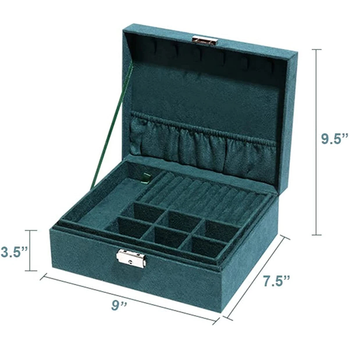 Two-Layer Jewelry Box Organizer Display Storage Lock Suede Portable Leather | eBay