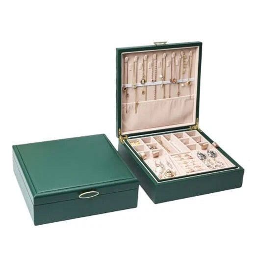 2-layer jewelry box，Jewelry Organizer with Handle，with hanging Large-Green | eBay