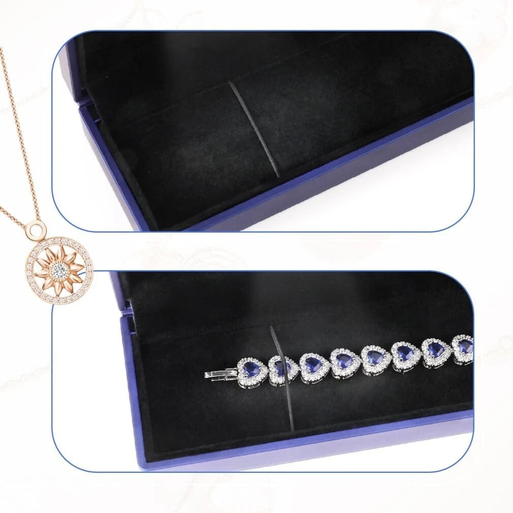 LED Jewelry Box Velvet Necklace Storage Case 9x2.2x1.4 for Women Gift | eBay