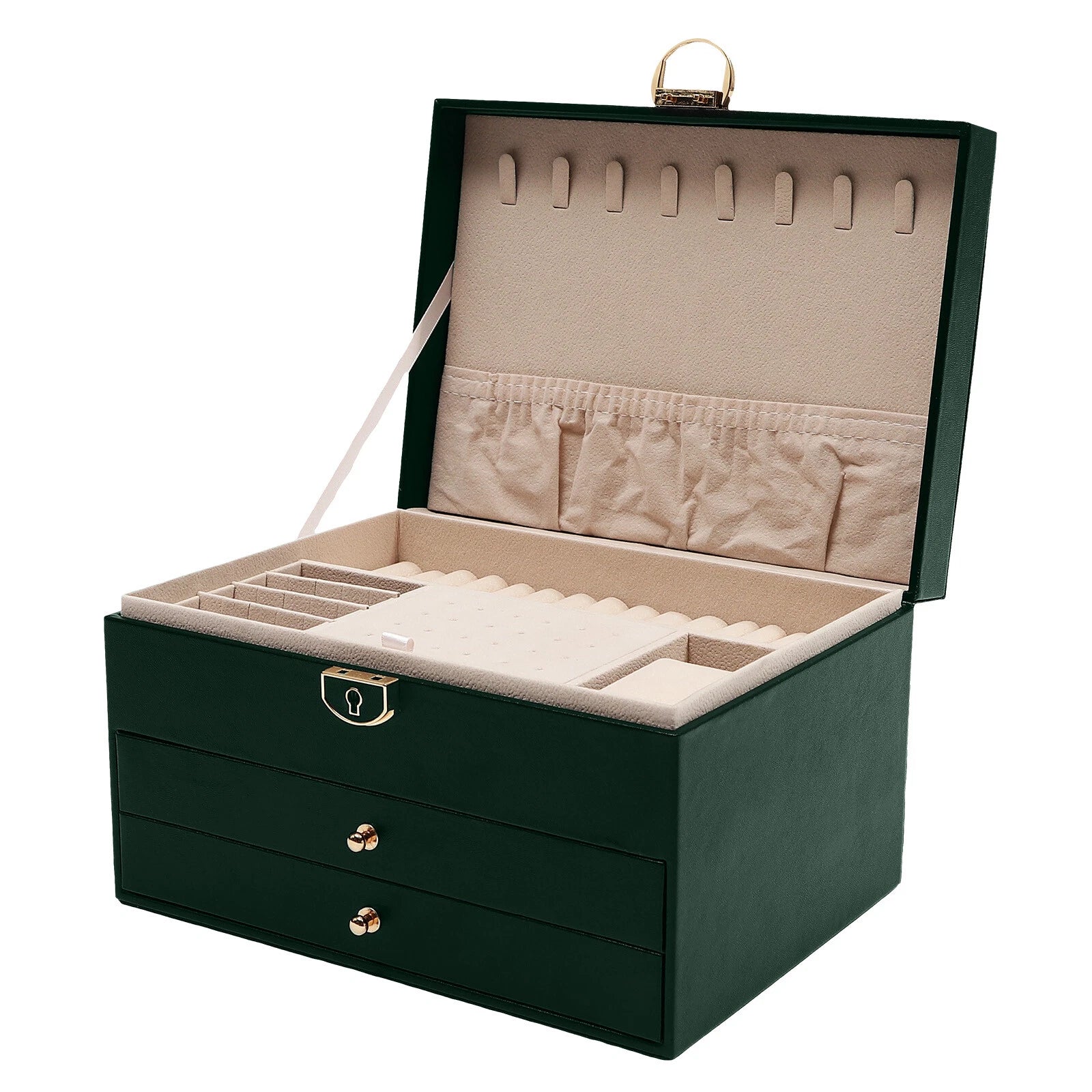 3-Tier 9*6.7*5.3" Green PU Jewelry Organizer Watch Holder Display Case W/ Drawer | eBay