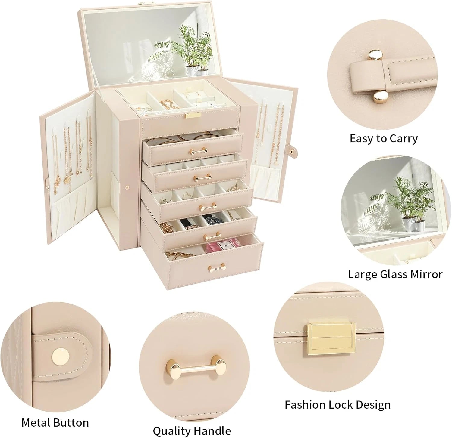 Large Jewelry Holder Organizer, 6 Layer Jewelry Box for Women Jewelry Storage Ca | eBay