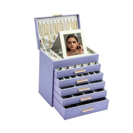 4 Layer Jewelry Box for Women, Jewelry Organizer Box with Necklace Hooks, 3 | eBay