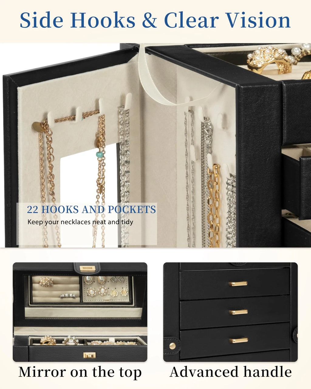 Jewelry Box 6-Tier Organizer Functional 360° Rotating Jewelry Storage Case fo... | eBay