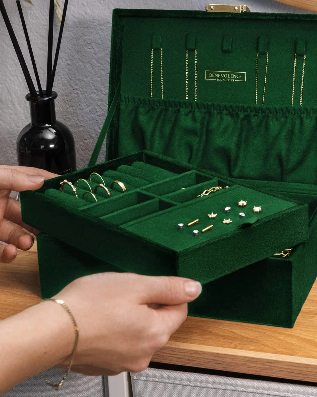 Large Jewelry Storage Box | Velvet Boxes for Women | Earring, Bracelets, Rings, | eBay