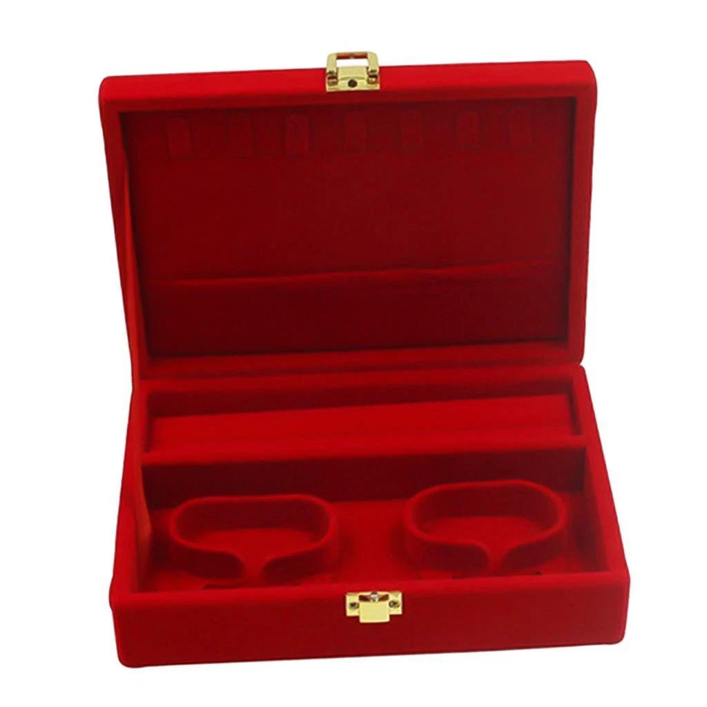 Soft Velvet Red Jewelry Box Case with Lid Rings Bangle Storage Holder Organizer | eBay