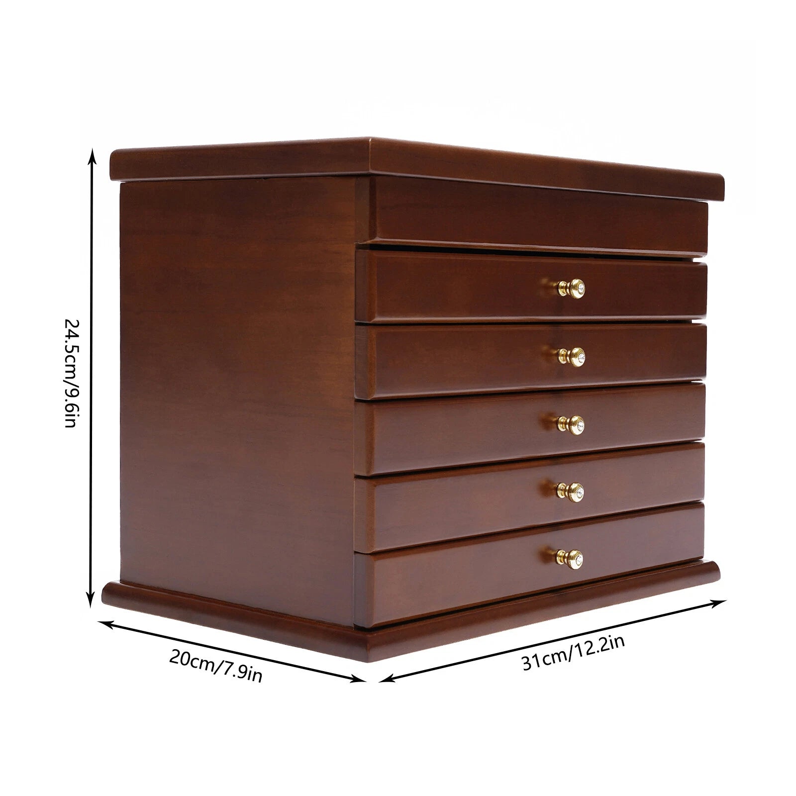 6 Layers Vintage Jewelry Storage Wood Box Organizer Necklace Cabinet Brown | eBay