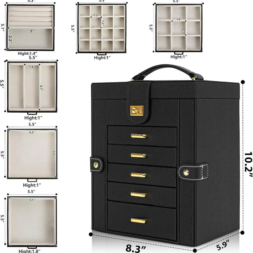 Large Capacity Jewelry Storage Box for Rings Earrings Necklaces with Mirror | eBay