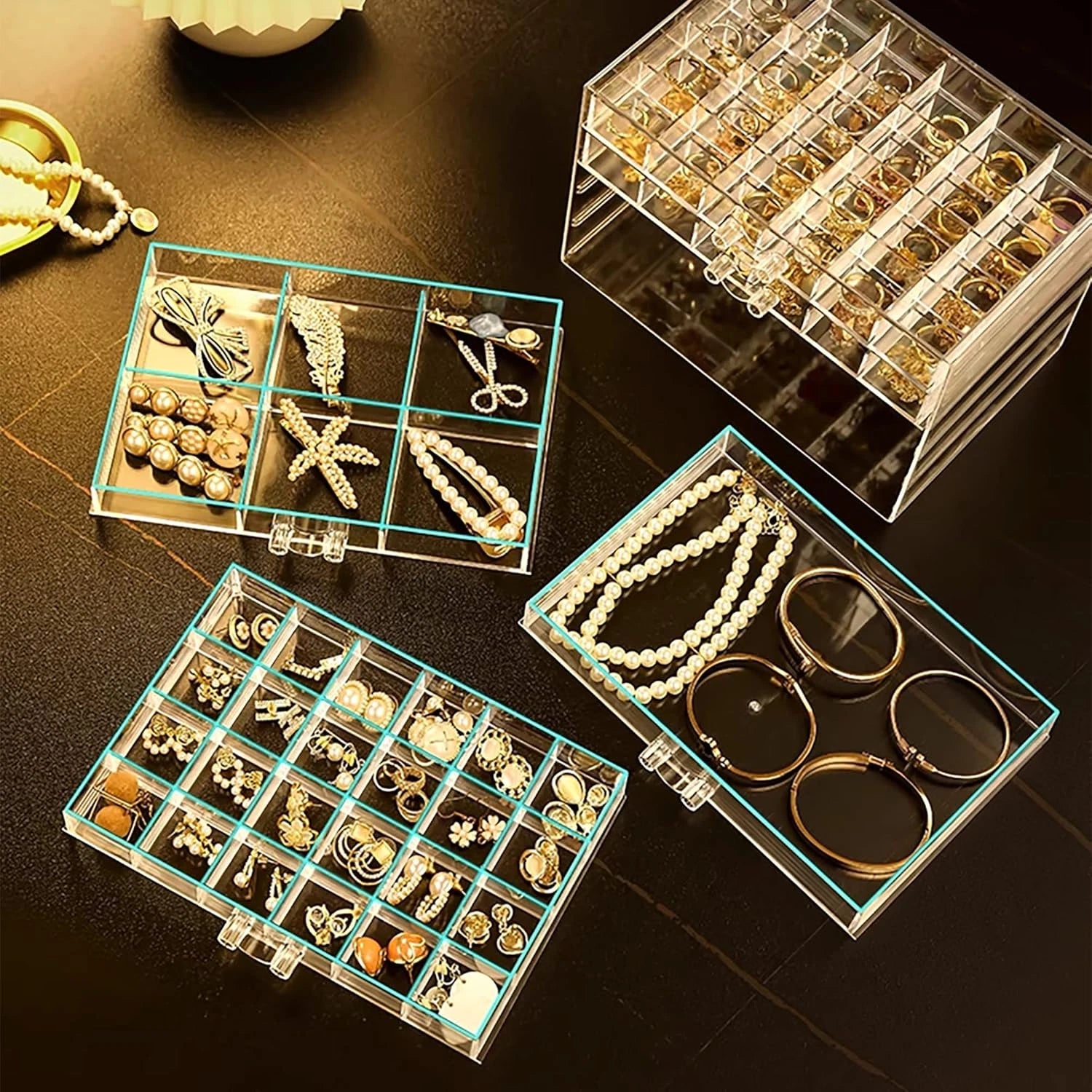 Clear Acrylic Jewelry Storage Box, Earring Jewelry Organizer with 5 Drawers, 5-L | eBay