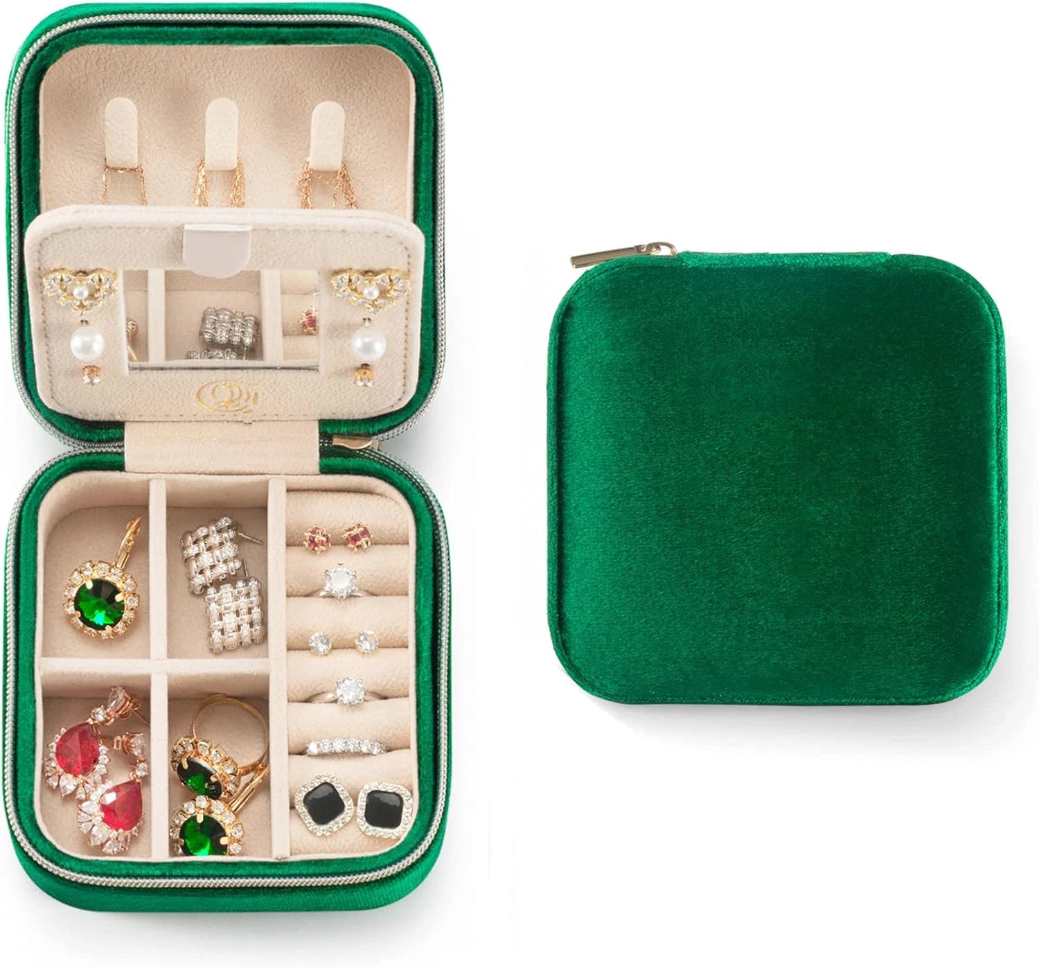 Stylish Orange Plush Velvet Travel Jewelry Case with Mirror & Organizer | eBay
