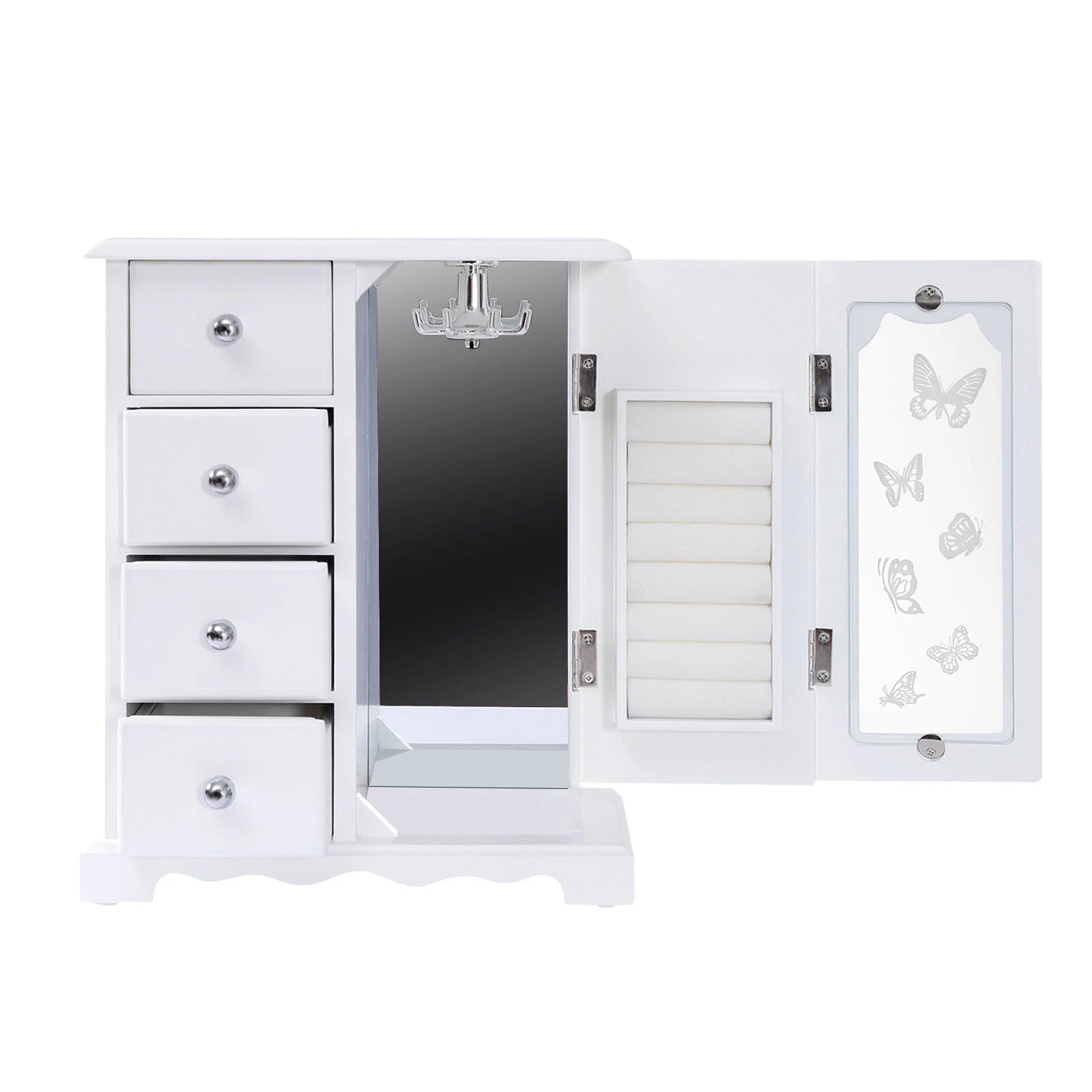 4 Drawers Jewelry Organizer Box Storage Mirrored Case Xmas Gift for Women Girls | eBay