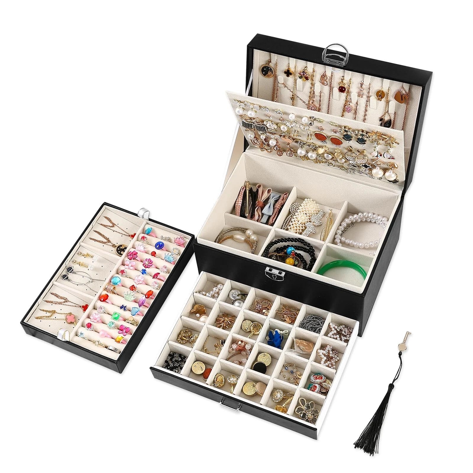 BOOVO Earring Jewelry Box For Women Girl Stud Organizer, 5 Layers Girl Jewelr... | eBay