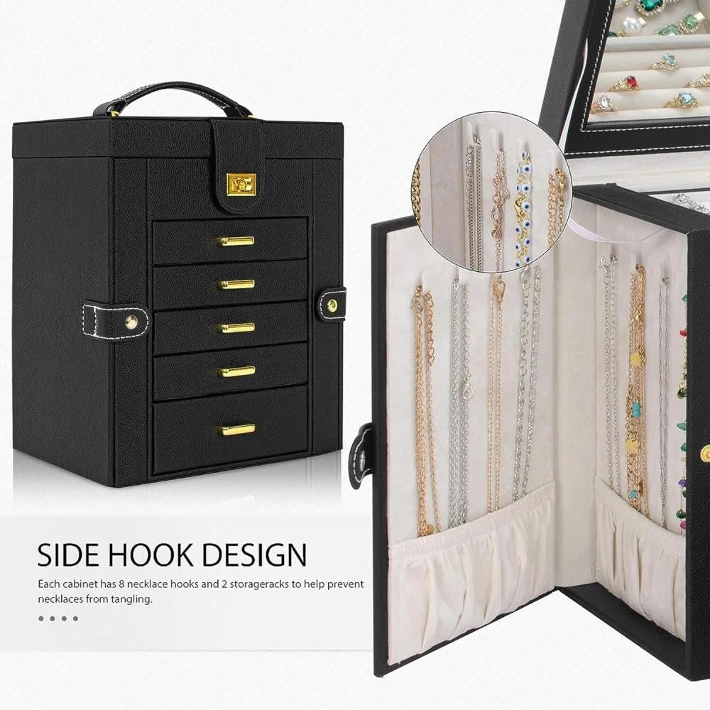 Large Capacity Jewelry Storage Box for Rings Earrings Necklaces with Mirror | eBay