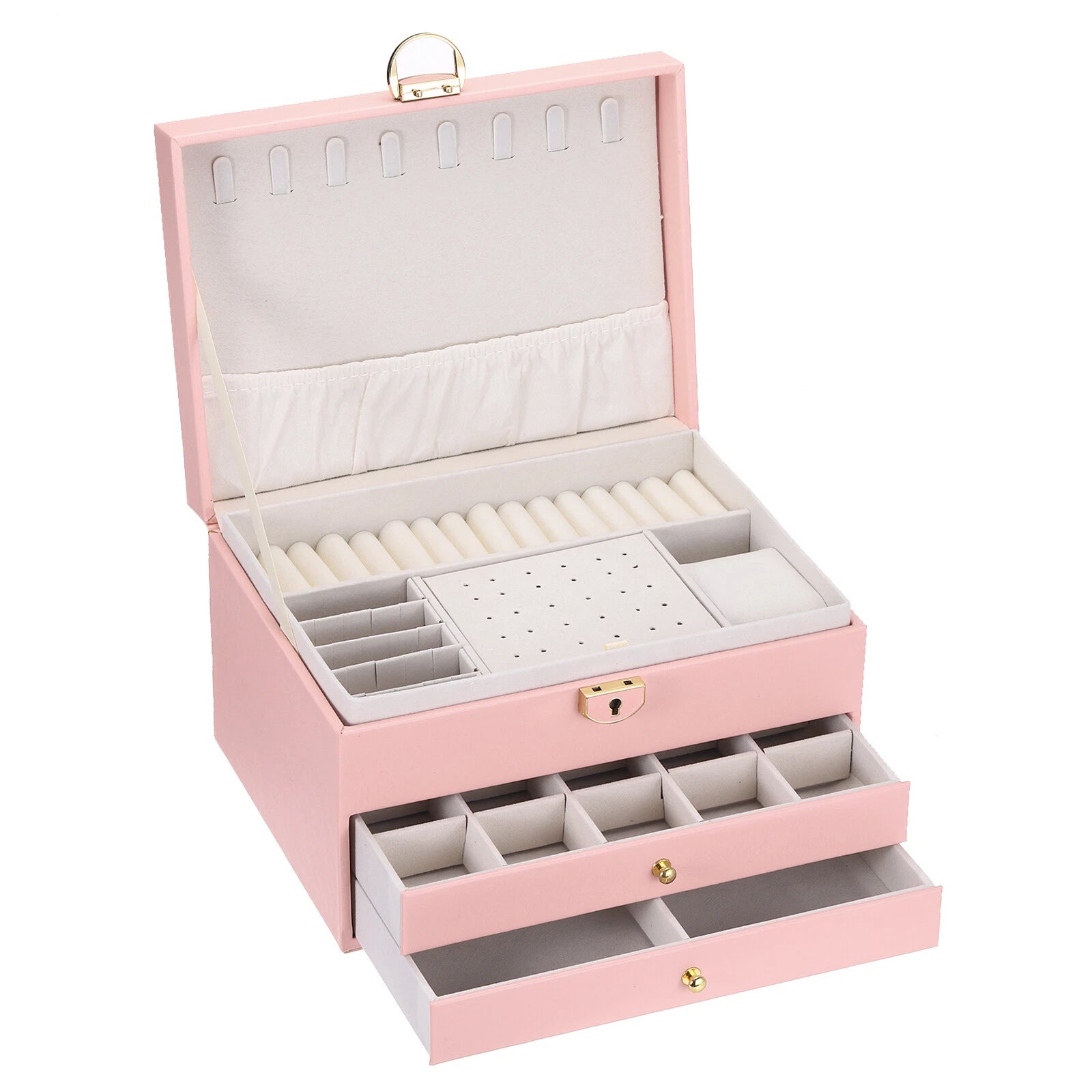 3 Layer Jewelry Box Organizer PU Leather Jewelry Storage Box for Necklace Pink | eBay