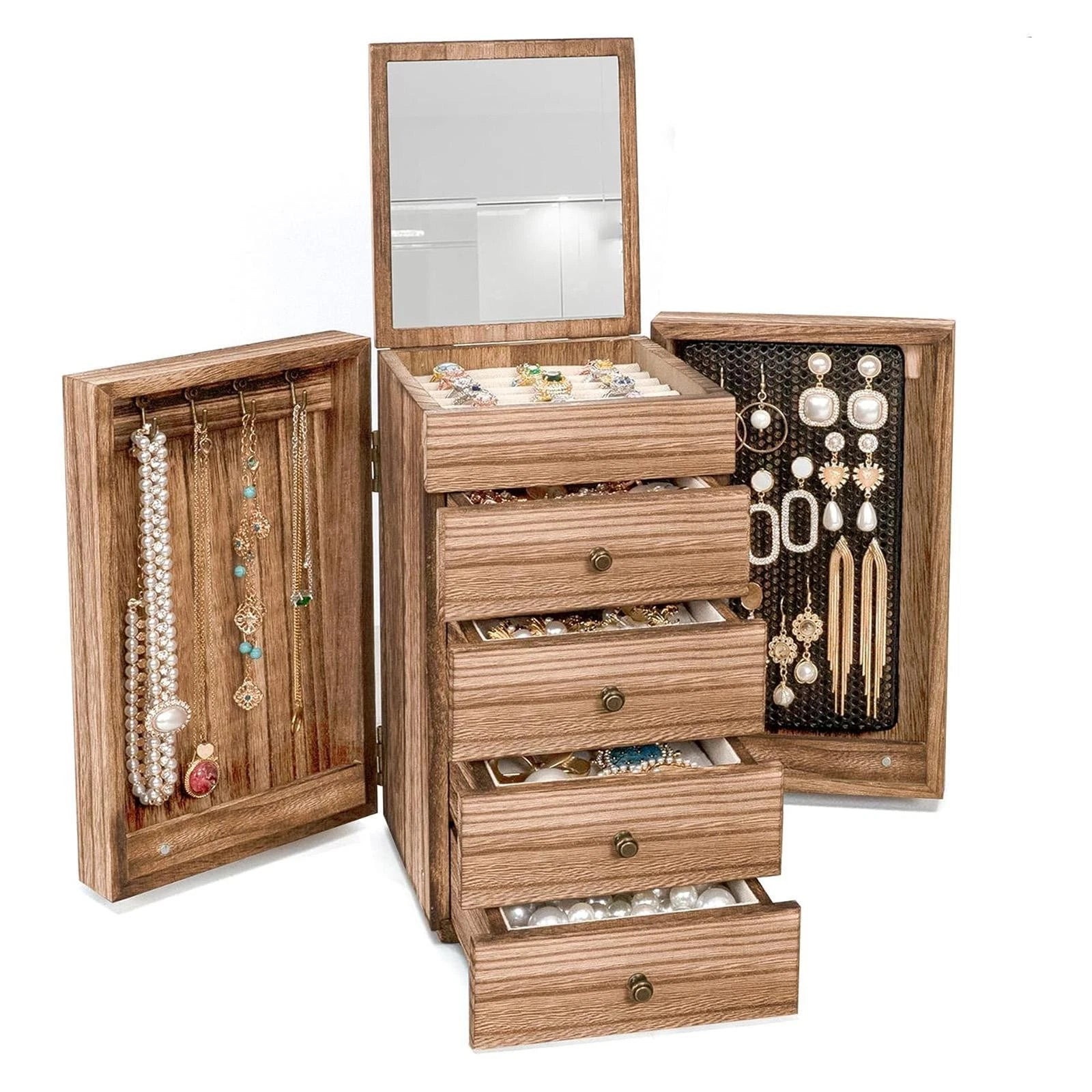 Jewelry Storage Box Wooden Jewelry Box Container Jewelry Case Jewelry Organizer | eBay