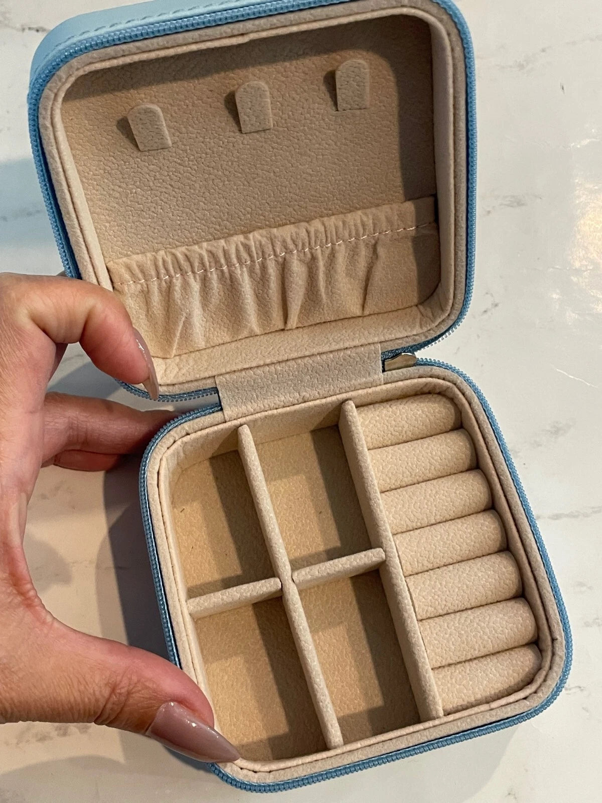 Jewelry Organizer Box Travel Zippered NEW Blue | eBay