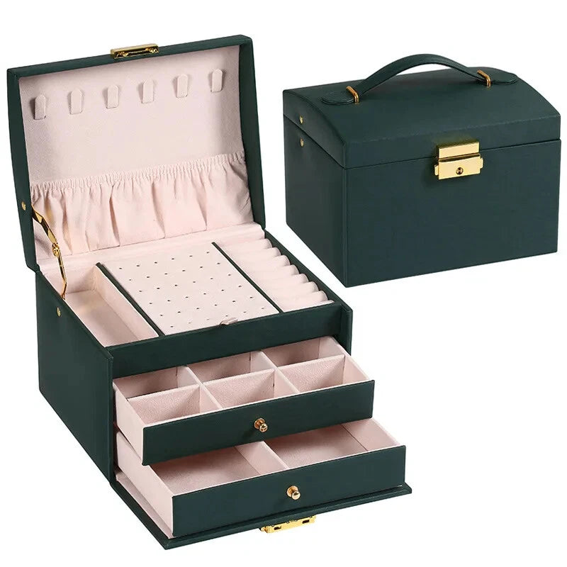 Three-layer Large Capacity Jewelry Storage Box Necklace Bracelet Ring Earrings | eBay