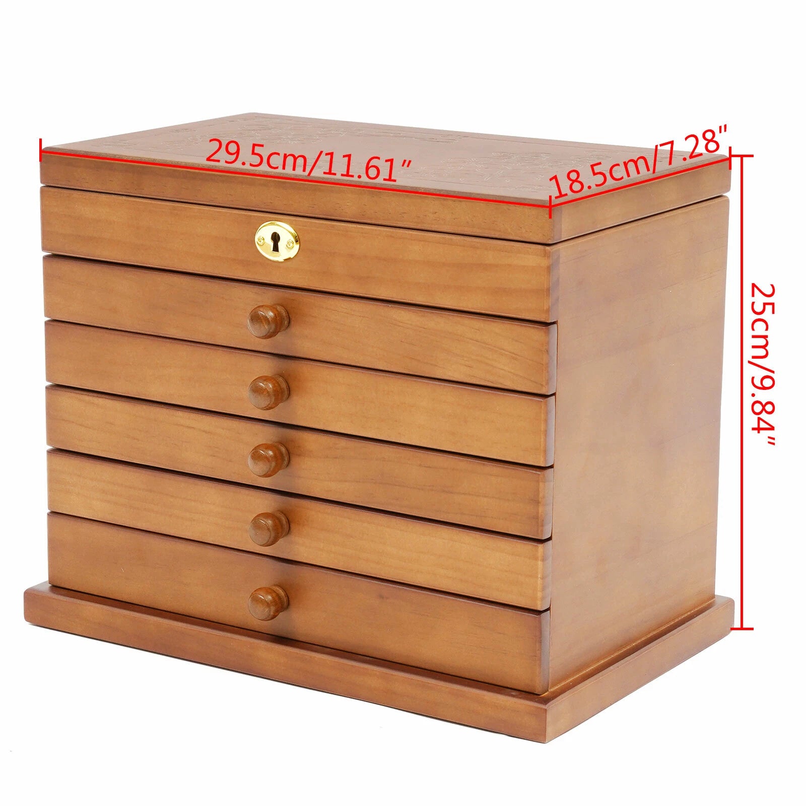 6 Layers Wooden Vintage Jewelry Storage Box Four-leaf Clover Carving Organizer | eBay