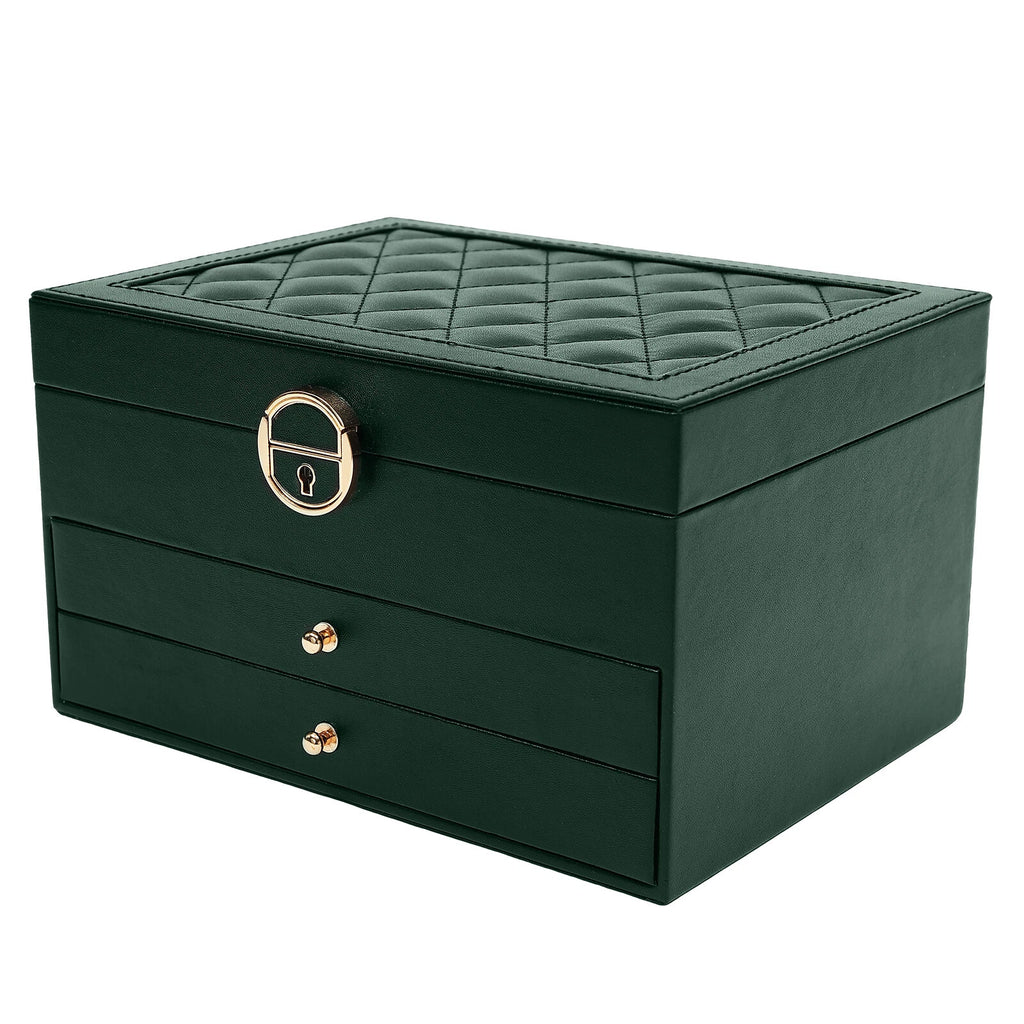 3-Tier 9*6.7*5.3" Green PU Jewelry Organizer Watch Holder Display Case W/ Drawer | eBay